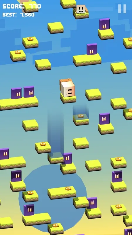 Dropping between grass blocks past purple ghosts